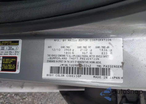 2011 Mazda Mazda3 I Sport z USA, uszkodzony, nr VIN JM1BL1UG9B1440342